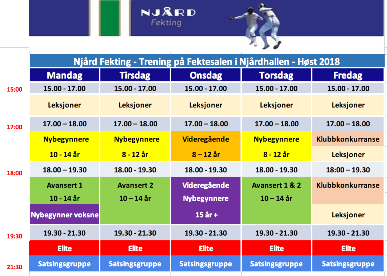 Treningsoppsett for høsten 2018 er klart! Se detaljene her.